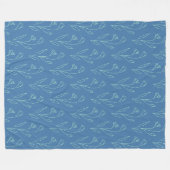 Ditsy Dainty Boho Blumenstrauch Zeichnend in Blue Fleecedecke (Vorderseite (Horizontal))