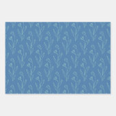 Ditsy Dainty Boho Blumenstrauch Zeichnend in Blue Geschenkpapier Set (Vorderseite 2)