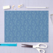 Ditsy Dainty Boho Blumenstrauch Zeichnend in Blue Seidenpapier (Handwerk)