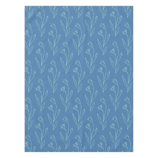 Ditsy Dainty Boho Blumenstrauch Zeichnend in Blue Tischdecke (Vorderseite)