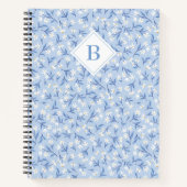 Ditsy Daisy Floral Monogram Periwinkle Blue Notizblock (Vorderseite)