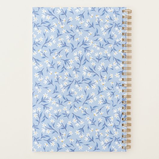 Ditsy Daisy Floral Monogram Periwinkle Blue Planer (Rückseite)