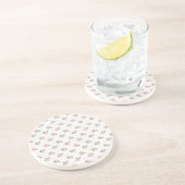 Ditsy Dog Rose Polka Style Sandstone Untersetzer (Seite)