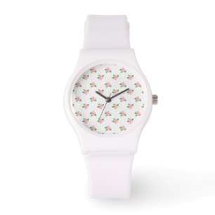 Ditsy Dog Rose Polka Style Sporty White Armbanduhr
