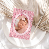 Ditsy Doodle Floral Bow Photo Birth Announcement Ankündigung