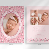 Ditsy Doodle Floral Bow Photo Birth Announcement Ankündigung