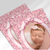 Ditsy Doodle Floral Bow Photo Birth Announcement Ankündigung