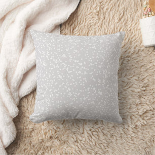 Ditsy Dots Muster - Weiß auf Silber-Grau Kissen