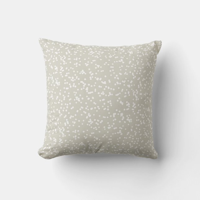 Ditsy Dots Pattern - White on Beige/Greige Kissen (Vorderseite)