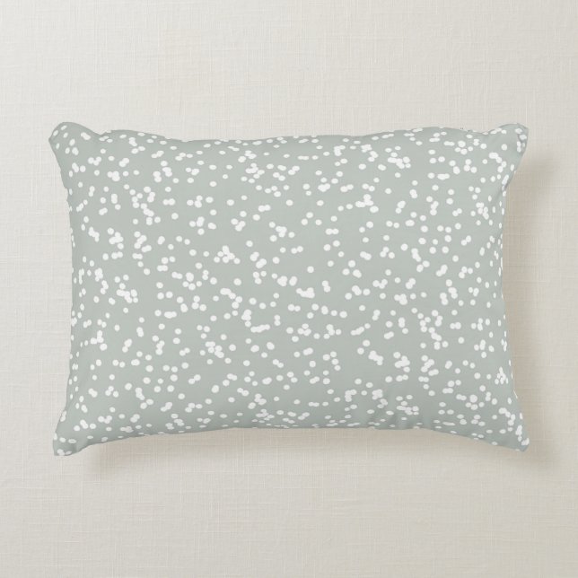 Ditsy Dots Pattern - White on Gray Green Dekokissen (Vorderseite)