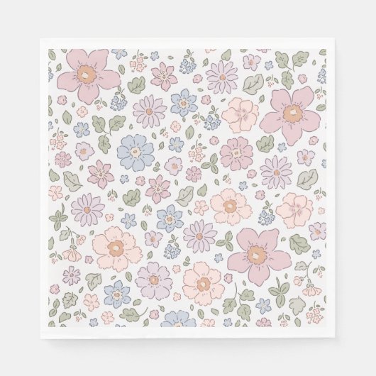 Ditsy Floral Baby Shooting Paper Napkins Serviette (Vorderseite)