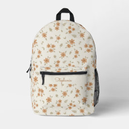 Ditsy Floral Boho Botanisches Beige Mädchenname Bedruckter Rucksack