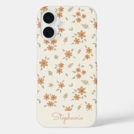 Ditsy Floral Boho Wildblume Neutral Beige Name iPhone 16 Hülle