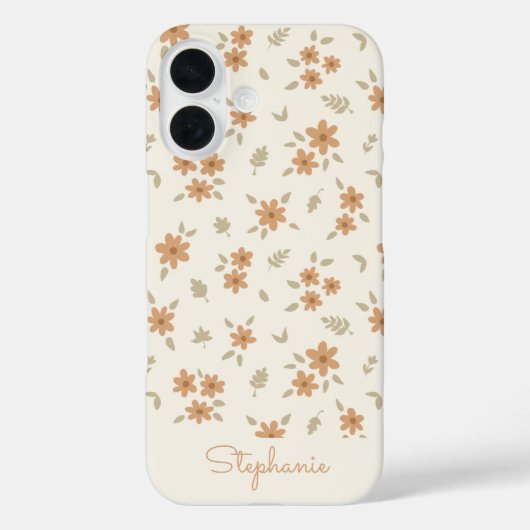 Ditsy Floral Boho Wildflower Neutral Beige Name Case-Mate iPhone Hülle (Rückseite)