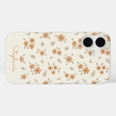 Ditsy Floral Boho Wildflower Neutral Beige Name Case-Mate iPhone Hülle (Rückseite (Horizontal))