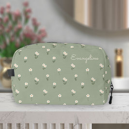 Ditsy Floral Boho Wildflower Sage Green Name Waschbeutel