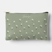 Ditsy Floral Boho Wildflower Sage Green Name Zubehörtasche (Vorderseite)