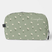 Ditsy Floral Boho Wildflower Salbei Grüner Name Waschbeutel (Vorderseite)
