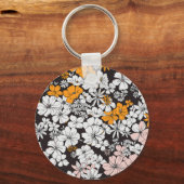 Ditsy Floral: farbenfroher dunkler Hintergrund. Schlüsselanhänger (Vorderseite)