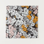 Ditsy Floral: farbenfroher dunkler Hintergrund. Wandteppich (Vorderseite (Horizontal))