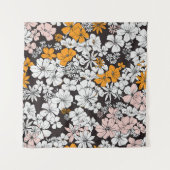 Ditsy Floral: farbenfroher dunkler Hintergrund. Wandteppich (Vorderseite)