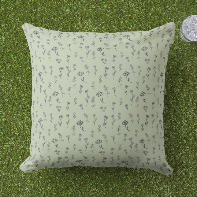 Ditsy Floral Hellgrün Kissen (Gras)