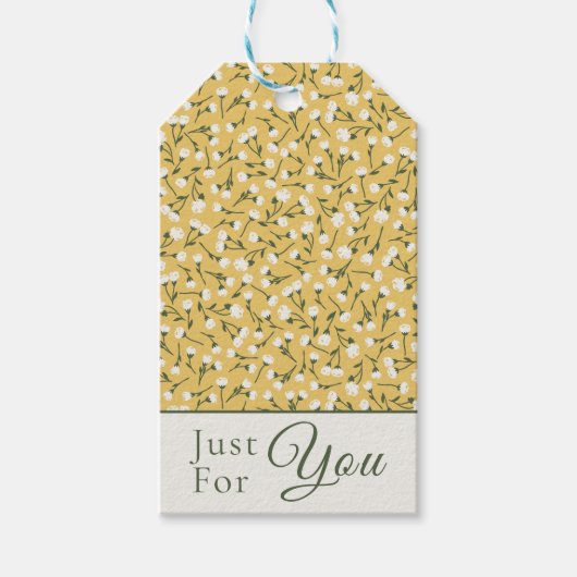 Ditsy Floral "Just For You" - Mustard Cream Geschenkanhänger (Vorderseite)