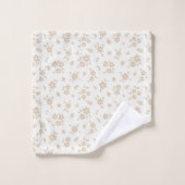 Ditsy Floral Muted Neutral Soft Pale Cream Beige Badhandtuch Set (Waschlappen)