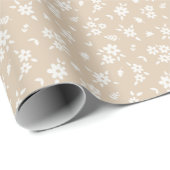 Ditsy Floral Muted Neutral Soft Pale Tan Taupe Geschenkpapier (Rolleneckpunkt)