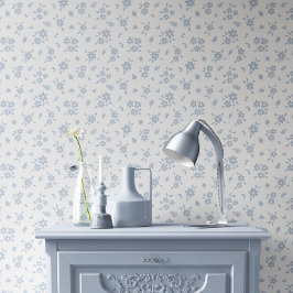 Ditsy Floral Pattern Coastal Cottage Blue White Tapete