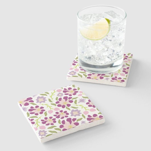 Ditsy floral steinuntersetzer (Seitenansicht)