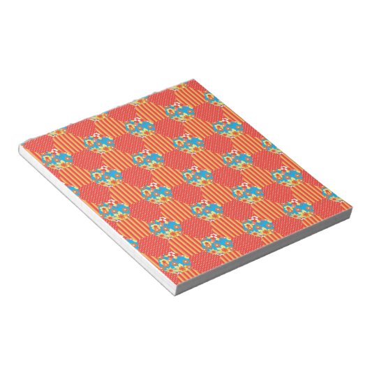 Ditsy Floral, Streifen, Polka Dots Patchwork Notizblock (angewinkelt)