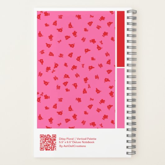 Ditsy Floral Vertical Palette Notebook Notizblock (Rückseite)
