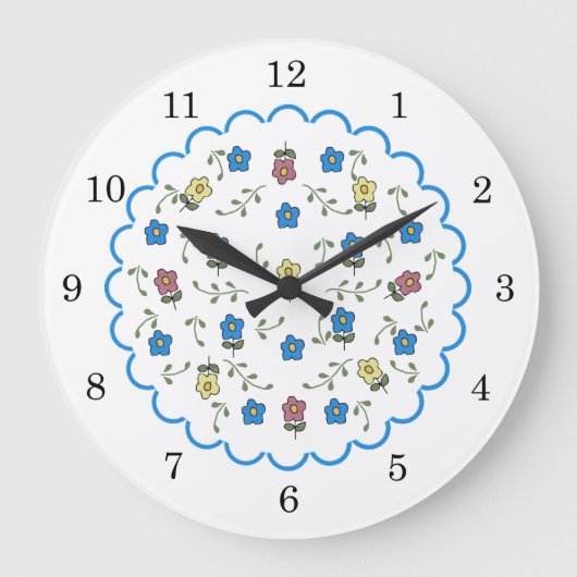 Ditsy Floral Wall Clock Große Wanduhr (Vorderseite)