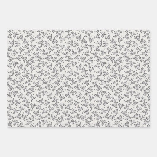 Ditsy Florals in Grey Geschenkpapier Set (Vorderseite)