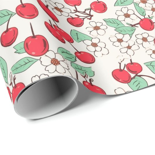 Ditsy fruits - Cherries Geschenkpapier (Rolleneckpunkt)