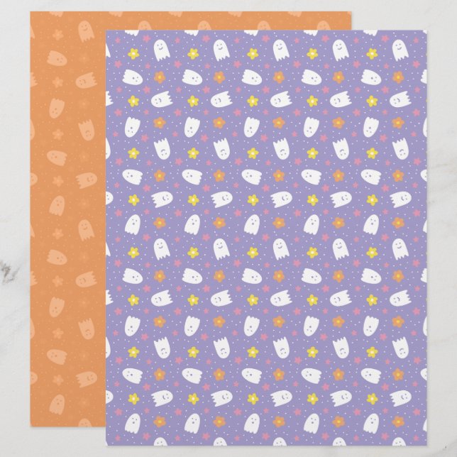 Ditsy Geister Scrapbook Papier (Vorne/Hinten)