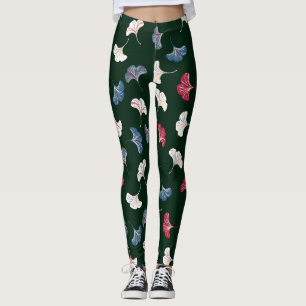 Ditsy Ginkgo: Dunkler Herbst Nahtlos. Leggings