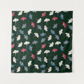 Ditsy Ginkgo: Dunkler Herbst Nahtlos. Wandteppich (Vorderseite (Horizontal))