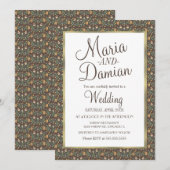 Ditsy Herbstlaubs Greenery Pattern Wedding Einladung (Vorne/Hinten)