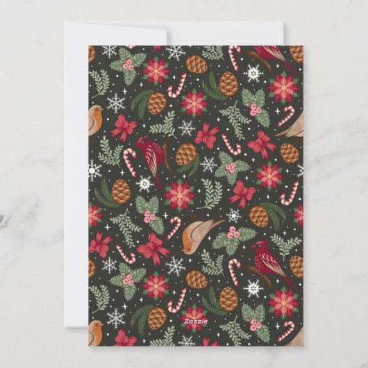 Ditsy Natural Christmas Feiertagskarte (Rückseite)