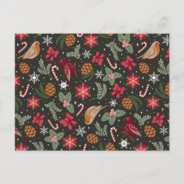 Ditsy Natural Christmas Feiertagspostkarte