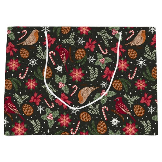 Ditsy Natural Christmas Geschenktasche Große Geschenktüte (Vorderseite)