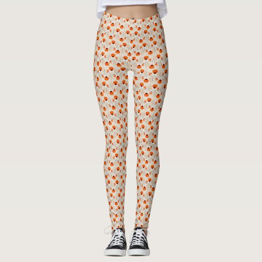 Ditsy Orange Floral Leggings (Vorderseite)