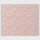 Ditsy Pink Christmas Floral Holly Geschenkpapier (Flach)