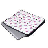 Ditsy Pink Roses & Black Polka Dots Laptop-Sieb Laptopschutzhülle (Vorne Knopf)
