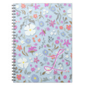 Ditsy Pop Floral Art Himmelblau Initiale Notizblock (Vorderseite)
