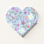 Ditsy Pop Floral Art Monogrammed Heart Shape Notizblock (Rückseite)