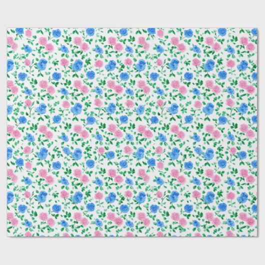 Ditsy Preppy Grandmillenial Rosen Spring Geschenkpapier (Flach)