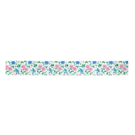 Ditsy Preppy Grandmillenial Rosen Spring Satinband (Vorderseite)